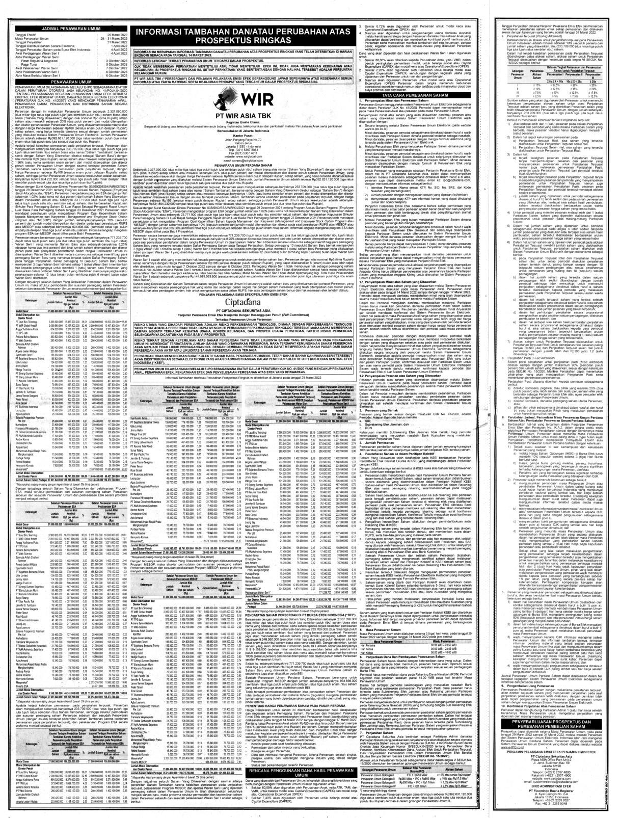 Prospektus wir asia tbk 28 maret 2022 dataindonesia id